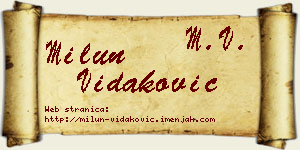 Milun Vidaković vizit kartica